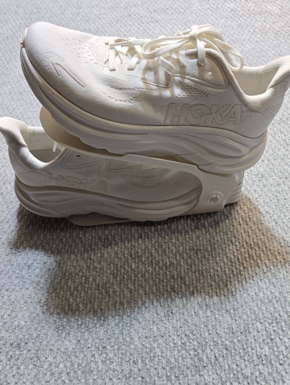 Hoka Womens Cream/White Cushioned Athletic Sneakers